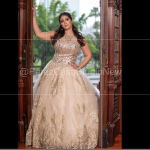 Gold and beige gown dress size 12/ Large